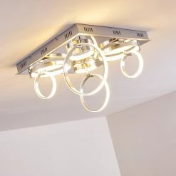 Hofstein Aragno Deckenleuchte LED Nickel-Matt, Chrom, 1-flammig -Bürolampen Verkäufe aragno deckenleuchte h167312 18