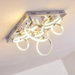 Hofstein Aragno Deckenleuchte LED Nickel-Matt, Chrom, 1-flammig -Bürolampen Verkäufe aragno deckenleuchte h167312 21