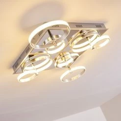 Hofstein Aragno Deckenleuchte LED Nickel-Matt, Chrom, 1-flammig -Bürolampen Verkäufe aragno deckenleuchte h167312 22