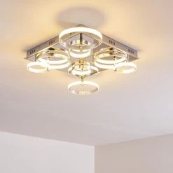 Hofstein Aragno Deckenleuchte LED Nickel-Matt, Chrom, 1-flammig -Bürolampen Verkäufe aragno deckenleuchte h167312 9