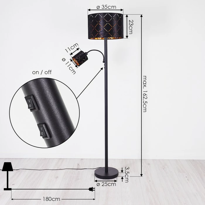 Hofstein Arnoya Stehleuchte Schwarz, 2-flammig 4 Hofstein Arnoya Stehleuchte Schwarz, 2-flammig – Bild 4