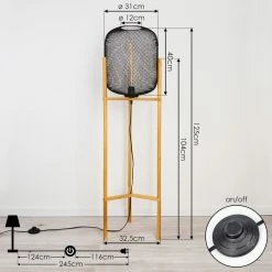 Hofstein Ateponta Stehleuchte Schwarz, Holz hell, 1-flammig -Bürolampen Verkäufe ateponta stehleuchte h3414750 3