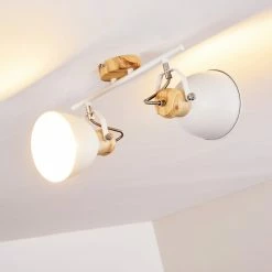 Hofstein Banjul Deckenleuchte Weiß, Holz hell, 2-flammig -Bürolampen Verkäufe banjul deckenleuchte h3320792 3