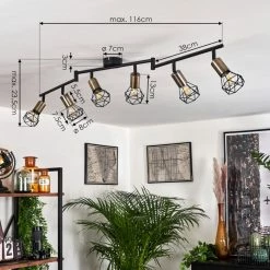 Hofstein Baripada Deckenleuchte Messing, Schwarz, 6-flammig -Bürolampen Verkäufe baripada deckenleuchte h3384213 3