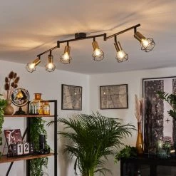 Hofstein Baripada Deckenleuchte Messing, Schwarz, 6-flammig -Bürolampen Verkäufe baripada deckenleuchte h3384213 6