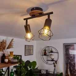 Hofstein Baripada Deckenleuchte Schwarz, Holz dunkel, 2-flammig -Bürolampen Verkäufe baripada deckenleuchte h3388020 6