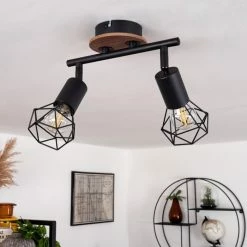 Hofstein Baripada Deckenleuchte Schwarz, Holz dunkel, 2-flammig -Bürolampen Verkäufe baripada deckenleuchte h3388020 9