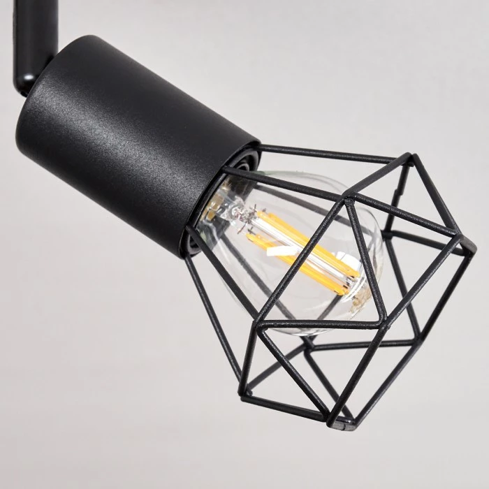 Hofstein Baripada Deckenleuchte Schwarz, Holz dunkel, 4-flammig 3 Hofstein Baripada Deckenleuchte Schwarz, Holz dunkel, 4-flammig – Bild 3