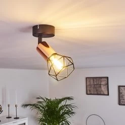 Hofstein Baripada Deckenleuchte Schwarz, Kupferfarben, 1-flammig