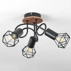 Hofstein Borio Deckenleuchte Schwarz, Braun, 3-flammig -Bürolampen Verkäufe borio deckenleuchte h3388044 7
