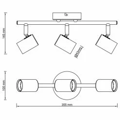 Brilliant Leuchten Brilliant Kerry Deckenleuchte Schwarz, Gold, 3-flammig -Bürolampen Verkäufe brilliant kerry deckenleuchte 99715 72 8