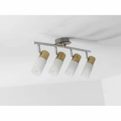 Brilliant Leuchten Babsan Deckenspot Weiß, Holz dunkel, 4-flammig -Bürolampen Verkäufe brilliant leuchten babsan deckenspot 51432 50 3