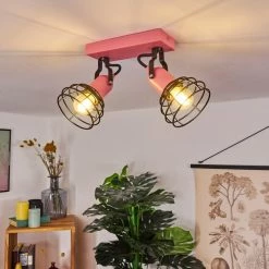 Hofstein Builako Deckenleuchte Schwarz, Pink, 2-flammig