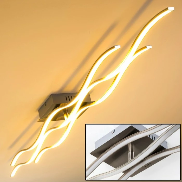 Hofstein Coquitlam Deckenleuchte LED Edelstahl, 3-flammig 1 Hofstein Coquitlam Deckenleuchte LED Edelstahl, 3-flammig