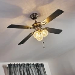 Hofstein Estepona Deckenventilator LED Chrom, Braun, Weiß, 3-flammig -Bürolampen Verkäufe estepona deckenventilator h3369975 16