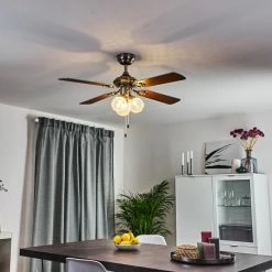 Hofstein Estepona Deckenventilator LED Chrom, Braun, Weiß, 3-flammig -Bürolampen Verkäufe estepona deckenventilator h3369975 4