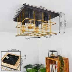 Hofstein Fevaag Deckenleuchte Schwarz, Gold, 4-flammig -Bürolampen Verkäufe fevaag deckenleuchte h3431917 3