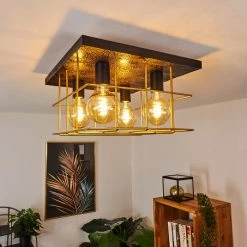 Hofstein Fevaag Deckenleuchte Schwarz, Gold, 4-flammig -Bürolampen Verkäufe fevaag deckenleuchte h3431917 6