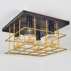 Hofstein Fevaag Deckenleuchte Schwarz, Gold, 4-flammig -Bürolampen Verkäufe fevaag deckenleuchte h3431917 7