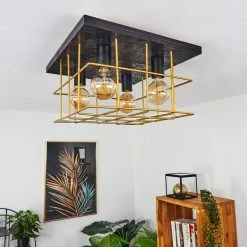 Hofstein Fevaag Deckenleuchte Schwarz, Gold, 4-flammig -Bürolampen Verkäufe fevaag deckenleuchte h3431917 9