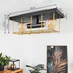 Hofstein Fevaag Deckenleuchte Schwarz, Gold, 2-flammig 15 Hofstein Fevaag Deckenleuchte Schwarz, Gold, 2-flammig -Bürolampen Verkäufe fevaag deckenleuchte h3434444 3