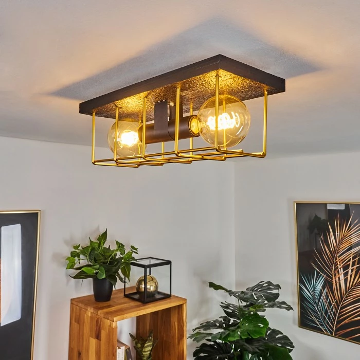 Hofstein Fevaag Deckenleuchte Schwarz, Gold, 2-flammig 7 Hofstein Fevaag Deckenleuchte Schwarz, Gold, 2-flammig – Bild 7