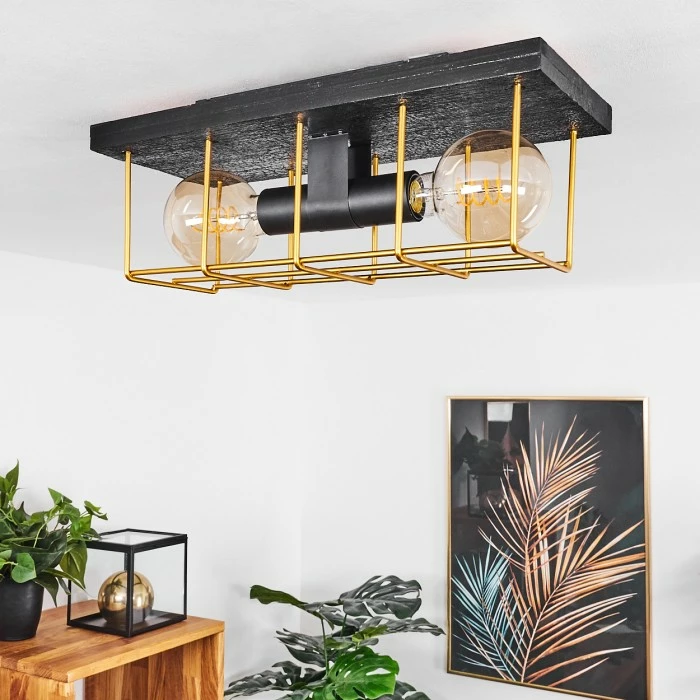 Hofstein Fevaag Deckenleuchte Schwarz, Gold, 2-flammig 10 Hofstein Fevaag Deckenleuchte Schwarz, Gold, 2-flammig – Bild 10