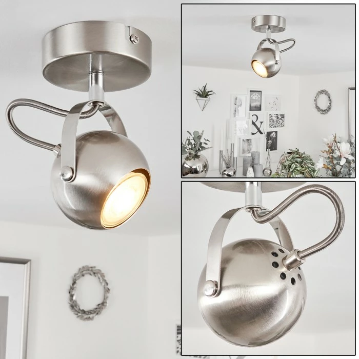 Hofstein Gadmen Deckenleuchte Nickel-Matt, Chrom, 1-flammig 1 Hofstein Gadmen Deckenleuchte Nickel-Matt, Chrom, 1-flammig