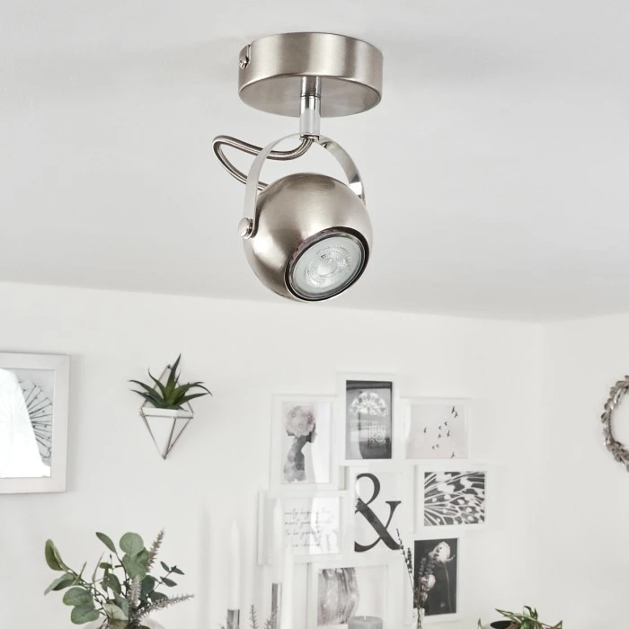 Hofstein Gadmen Deckenleuchte Nickel-Matt, Chrom, 1-flammig 2 Hofstein Gadmen Deckenleuchte Nickel-Matt, Chrom, 1-flammig – Bild 2