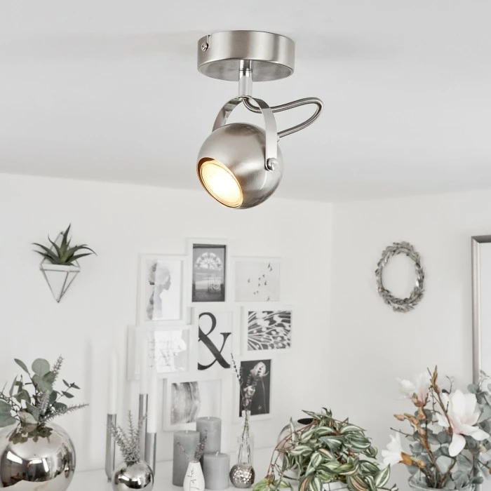 Hofstein Gadmen Deckenleuchte Nickel-Matt, Chrom, 1-flammig 9 Hofstein Gadmen Deckenleuchte Nickel-Matt, Chrom, 1-flammig – Bild 9