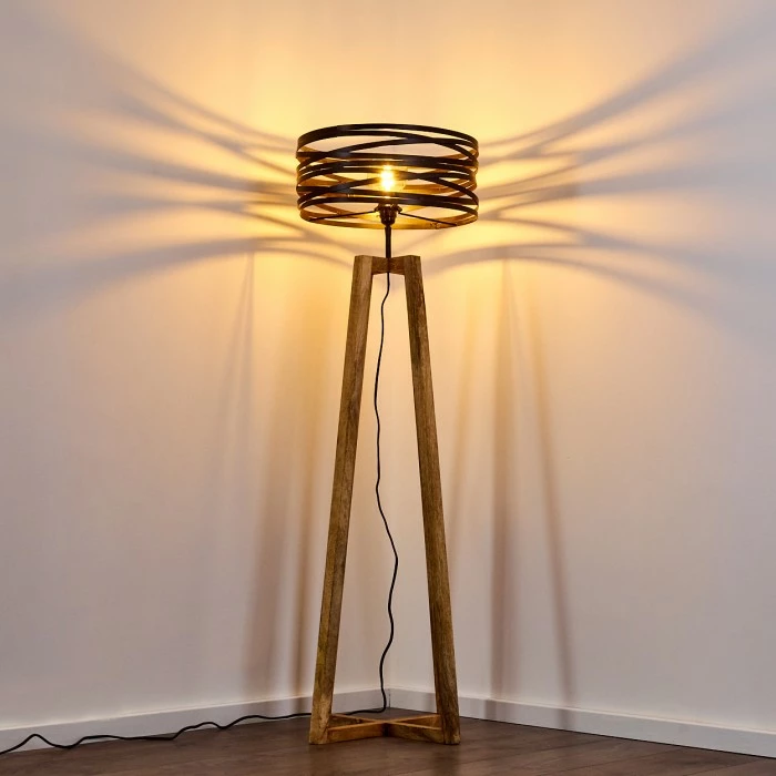 Hofstein Gauley Stehleuchte Schwarz, Braun, 1-flammig 4 Hofstein Gauley Stehleuchte Schwarz, Braun, 1-flammig – Bild 4