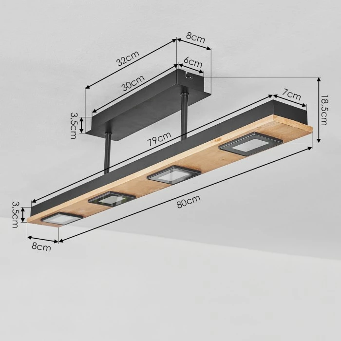 Hofstein Giresta Deckenleuchte LED Schwarz, 4-flammig 4 Hofstein Giresta Deckenleuchte LED Schwarz, 4-flammig – Bild 4