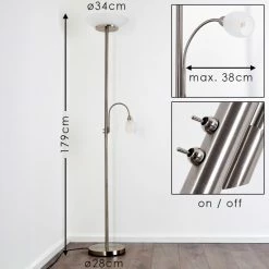 Hofstein Gismaro Stehleuchte Nickel-Matt, 3-flammig -Bürolampen Verkäufe gismaro stehleuchte h3358054 1