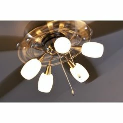 Globo JERRY Ventilator Nickel-Matt, Chrom, Edelstahl, 5-flammig -Bürolampen Verkäufe globo jerry ventilator 337 do1 11