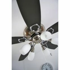 Globo JERRY Ventilator Nickel-Matt, Chrom, Edelstahl, 5-flammig -Bürolampen Verkäufe globo jerry ventilator 337 do1 13