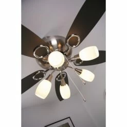 Globo JERRY Ventilator Nickel-Matt, Chrom, Edelstahl, 5-flammig -Bürolampen Verkäufe globo jerry ventilator 337 do1 20