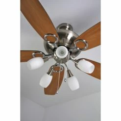 Globo JERRY Ventilator Nickel-Matt, Chrom, Edelstahl, 5-flammig -Bürolampen Verkäufe globo jerry ventilator 337 do1 6