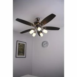 Globo JERRY Ventilator Nickel-Matt, Chrom, Edelstahl, 5-flammig -Bürolampen Verkäufe globo jerry ventilator 337 do1 8