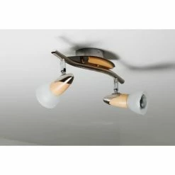 Globo Lord Deckenspot Nickel-Matt, Holz hell, 2-flammig -Bürolampen Verkäufe globo lord deckenspot 5441 2 3