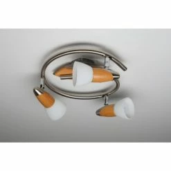 Globo LORD Deckenspot Edelstahl, Holz hell, 3-flammig -Bürolampen Verkäufe globo lord deckenspot 5441 3 2