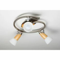 Globo LORD Deckenspot Edelstahl, Holz hell, 3-flammig -Bürolampen Verkäufe globo lord deckenspot 5441 3 7