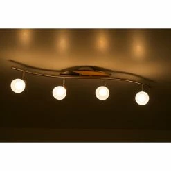 Globo LORD Deckenspot Chrom, Holz hell, 4-flammig -Bürolampen Verkäufe globo lord deckenspot 5441 4 3