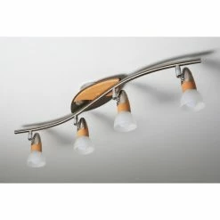 Globo LORD Deckenspot Chrom, Holz hell, 4-flammig -Bürolampen Verkäufe globo lord deckenspot 5441 4 7