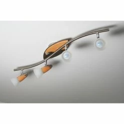 Globo LORD Deckenspot Chrom, Holz hell, 4-flammig -Bürolampen Verkäufe globo lord deckenspot 5441 4 8
