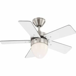 Globo MARVA Deckenventilator Nickel-Matt, Grau, Edelstahl, Weiß, 1-flammig -Bürolampen Verkäufe globo marva deckenventilator 332 4