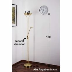 Globo PLUTO Deckenfluter Messing, Edelstahl, Gold, 2-flammig -Bürolampen Verkäufe globo pluto deckenfluter 5803 do1 2