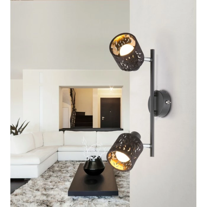 GLOBO TROY Strahler Schwarz, 2-flammig 2 GLOBO TROY Strahler Schwarz, 2-flammig – Bild 2