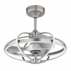 Globo Ventmatt Deckenventilator LED Nickel-Matt, 1-flammig, Fernbedienung -Bürolampen Verkäufe globo ventmatt deckenventilator 3613 5