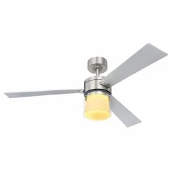 Globo VERLOSA Deckenventilator LED Nickel-Matt, 1-flammig, Fernbedienung -Bürolampen Verkäufe globo verlosa deckenventilator 03642 5