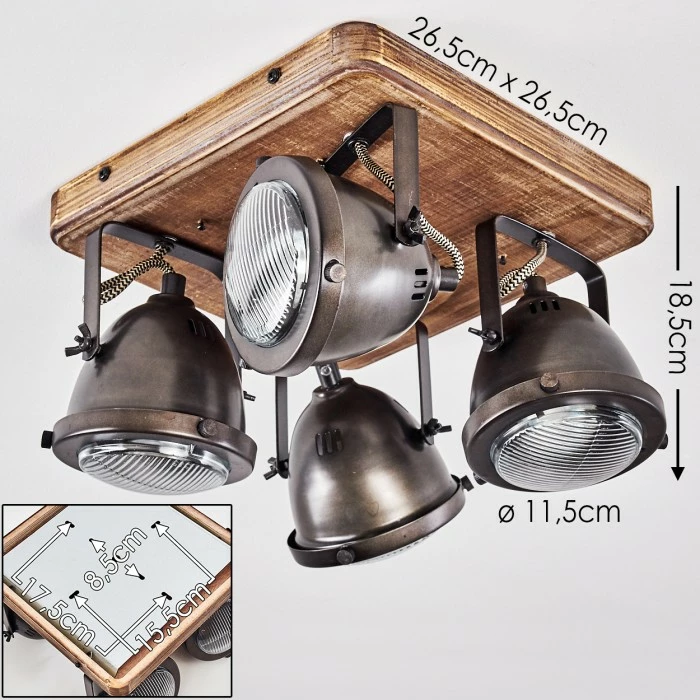 Hofstein Glostrup Deckenleuchte Edelstahl, Braun, 4-flammig 2 Hofstein Glostrup Deckenleuchte Edelstahl, Braun, 4-flammig – Bild 2